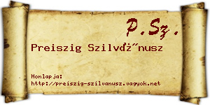 Preiszig Szilvánusz névjegykártya
